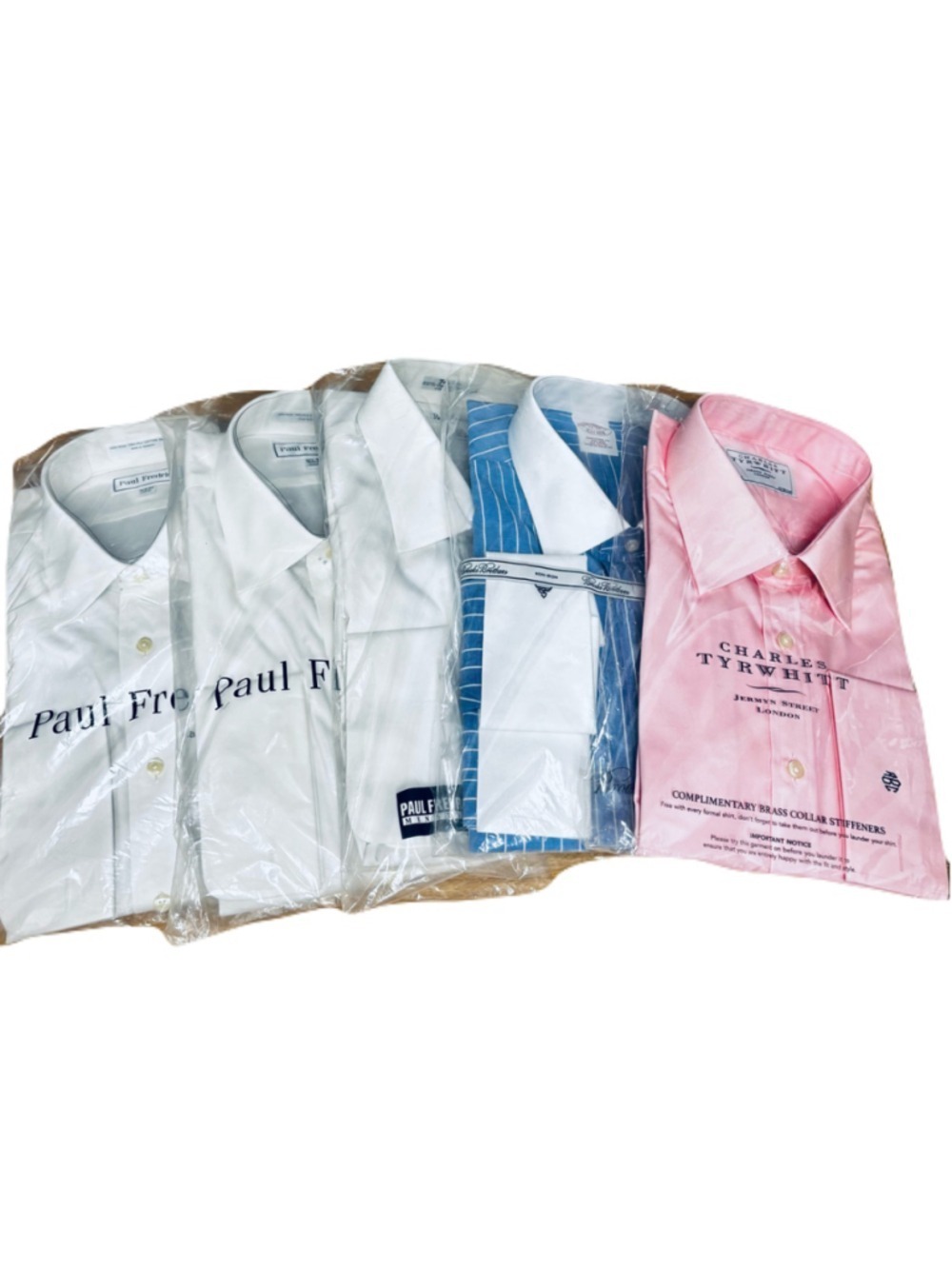 Bundle of Five Men’s Monogrammed RCB Dress Shirts Brooks Brothers Paul Fredrick